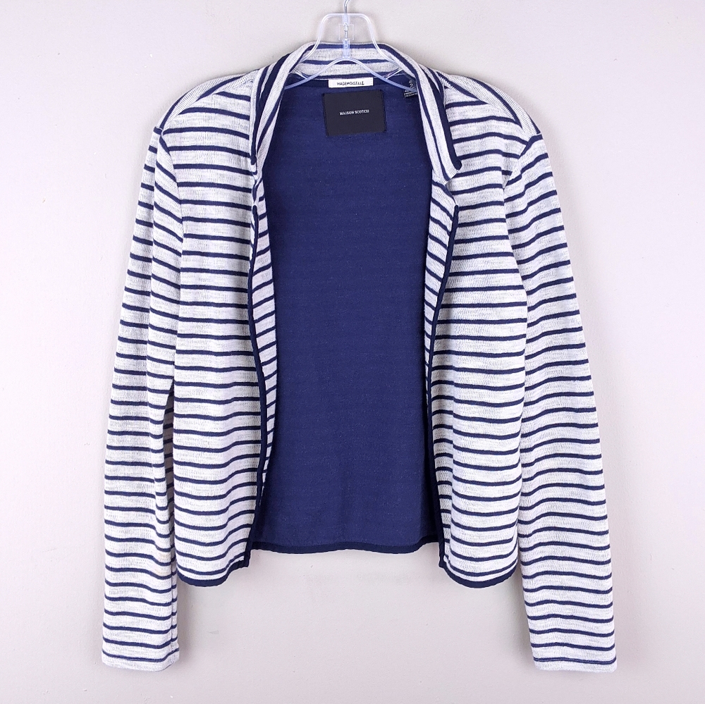 Madison Scotch | Striped Navy White Cardigan-K10